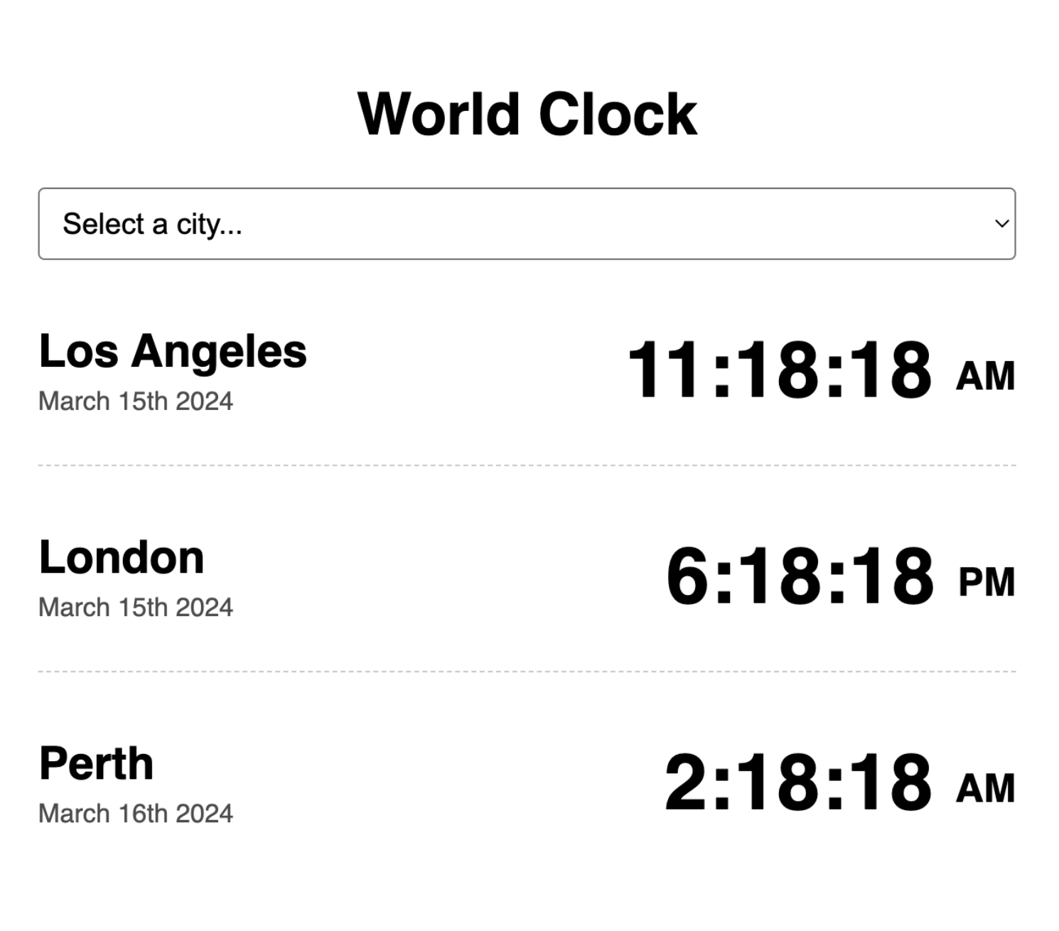 world clock project