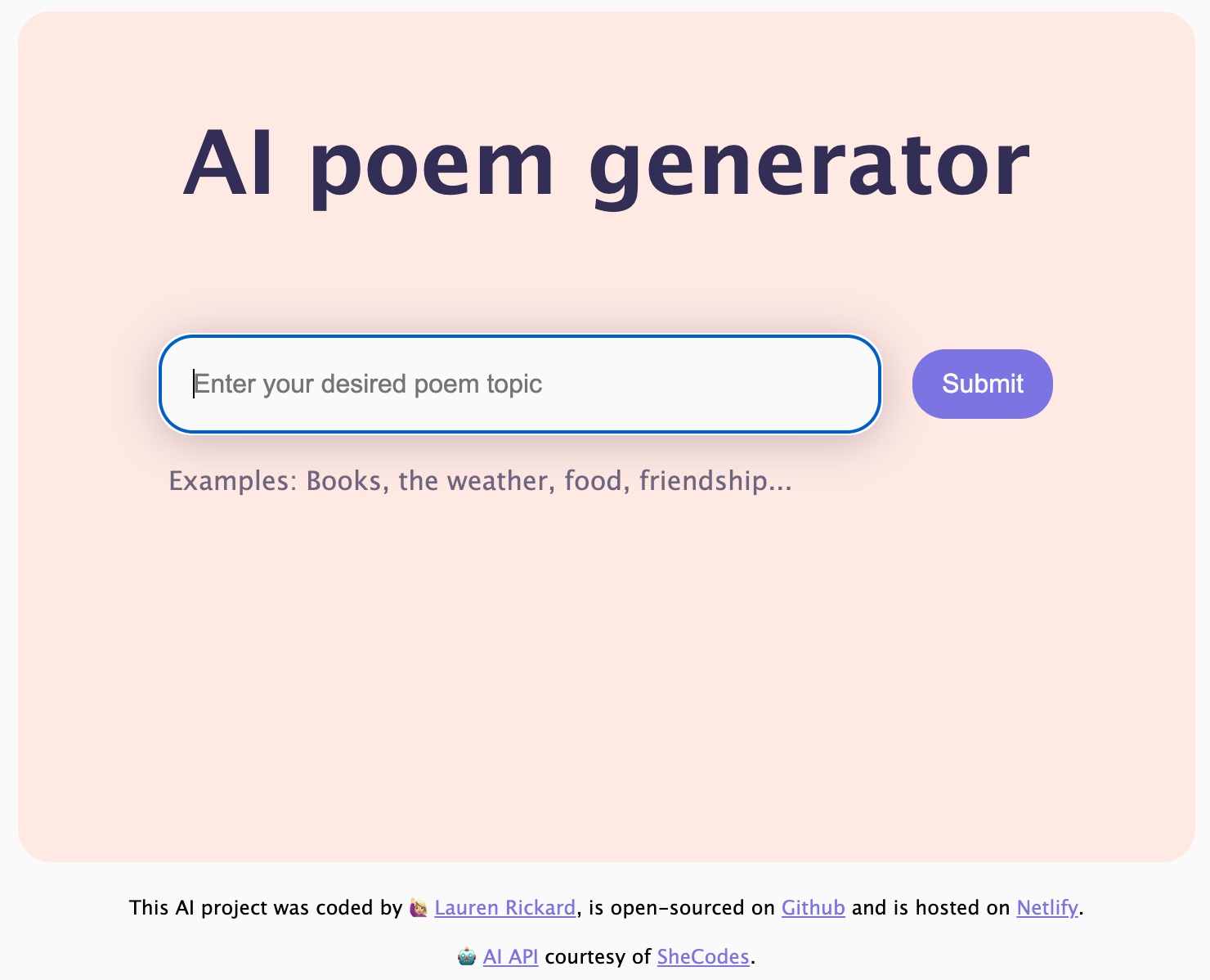 AI poem generator project